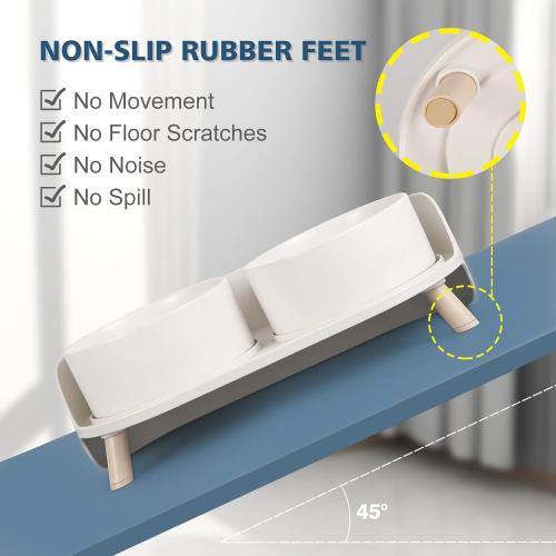 Elevated Ceramic Dog Bowl Set - Double Dog Feeding Bowls with Stand Splash Proof - Raised Dishes for Food and Water - Ideal for Small to Medium Dogs - 2 x 850 ml - 28.74 oz