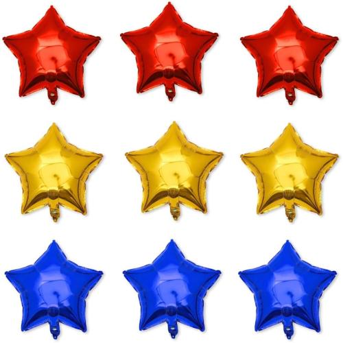 30 pcs Red Gold Blue Star Foil Balloons, 10 Inch Red Gold Blue Star Balloon Mylar Balloon for Wedding Decoration Party Balloon Birthday Decoration