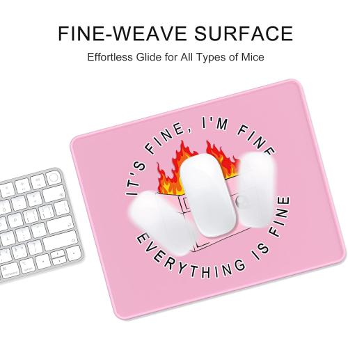 Auhoahsil Mouse Pad, 12 x 10 in Dumpster on Fire Computer Mouse Pad for Desk, Premium-Textured Non-Slip Rubber Stitched Edges Waterproof Square Mouse Mat for Gaming Work Wireless Mice, It's Fine