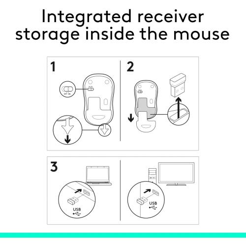 Logitech M185 Wireless Mouse, 2.4GHz with USB Mini Receiver, 12-Month Battery Life, 1000 DPI Optical Tracking, Ambidextrous PC/Mac/Laptop - Swift Grey