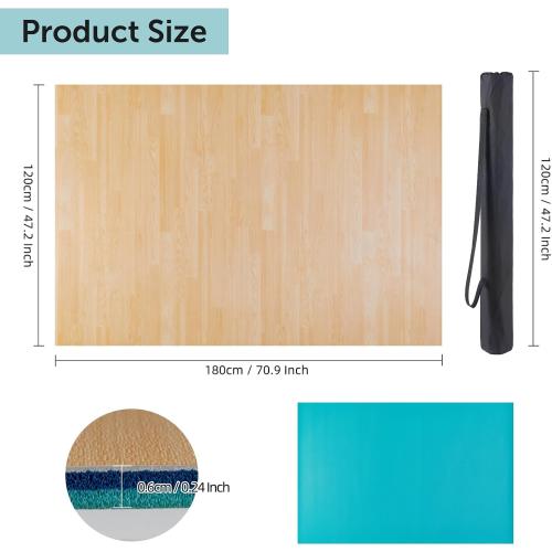 Marley Dance Floor, Portable PVC Dance Mat 4x6 Feet with Carry Bag Non-Slip Shock-Absorbing Vinyl Flooring for Ballet Jazz Tap Home Studio Practice -4.5MM Thick for Adults and Kids