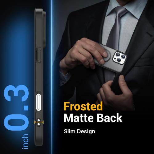 Temdan for iPhone 16 Pro Max Case [Compatible with MagSafe] [Military-Grade Drop Protection] [Anti-Fingerprint] [Anti-Scratch] Slim Silky-Soft Touch Translucent Matte Case 6.9 inch, Black