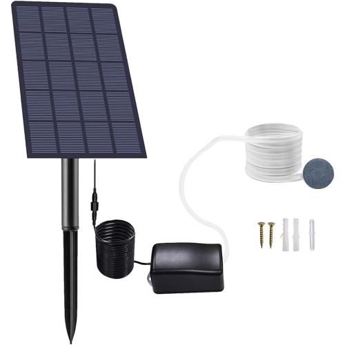 Irishom Solar Pond Oxygenator, Aquarium Oxygen Aerator Air Pump Fishing Aerator with Pipe Air Bubble Stones for Garden Fish Tank Outdoor Pool Pond