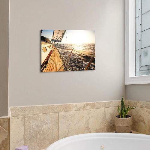 Hardy Gallery sailboat wall art coastal pictures: sunset wall decor sailing artwork nautical ocean print in canvas painting for bathroom 11 x 16