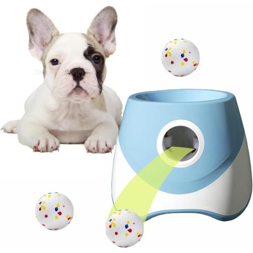 Color Blue Automatic Dog Toy Ball Launchers for Dog, Upgrade Thrower Machine Fetch Toy 10-30 Ft Outdoor Indoor, Interactive Tennis Launcher with 3 ETPU Balls for Small & Medium Puppy