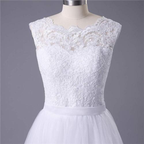 SOLOVEDRESS Size 12 Women's Elegant Lace Wedding Dress A Line Tulle Beach Bridal Gowns Cap Sleeves with Train