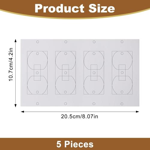 Outlet Insulators Draft Sealers - 4 Sizes EVA Foam Socket Insulation Gaskets | Universal Electric Switch Wall Plate Covers for Energy Saving, Draft Blocking (White, Quadruple 5 Pack)