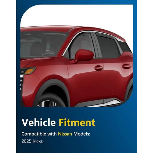 in-Channel Rain Guards for 2025-2026 Nissan Kicks (Not for Play) | Side Window Deflectors, Window Visors, All-Weather, UV Protection, Polycarbonate, Shatterproof, 4-Piece Set