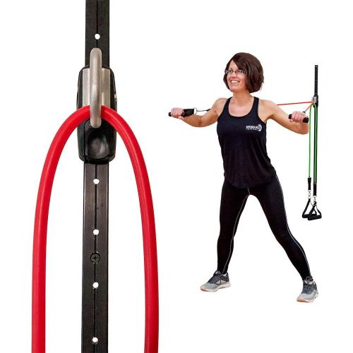 Space Saver Gym Resistance Bands Exercise Equipment for at Home Fitness Workout | Resistance Band Wall Anchor for Kinetic Bands with 1 Rail, 1 Rail Car
