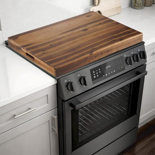 TIDITA Stove Top Covers for Electric Stove 30”x22” (Outer) / 28.9”x20.8” (Inner) - Acacia Wood Noodle Board Gas Stovetop - Stove Top Covers for Gas Burners, Sink Cover For Counter Space (Walnut color)