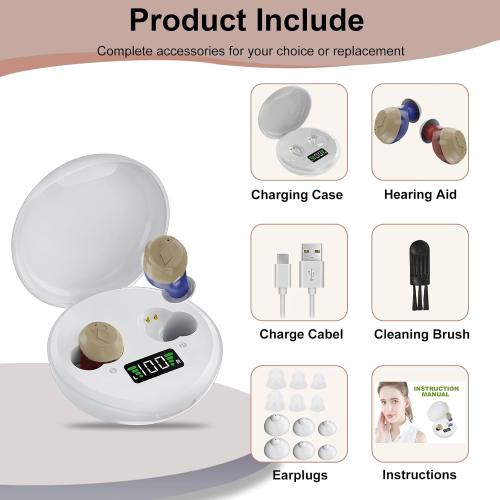 Rechargeable Hearing Aids for Seniors with Hearing Loss,Digital Hearing aid with Smart Noise Reduction chip,Clear Sound Quality and Comfortable Wearing