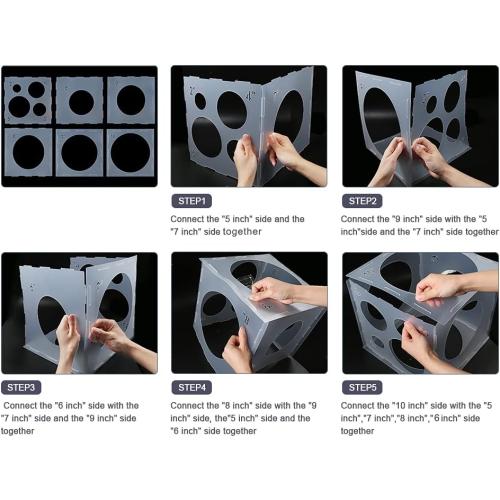 Auihiay 2-10 Inch Collapsible Plastic Balloon Sizer Box Cube, Balloon Size Measurement Tool for BalloonDecorations, BalloonArches, BalloonColumns