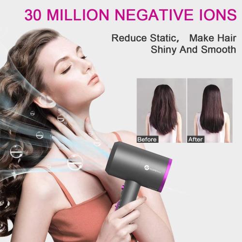 slopehill Professional Ionic Hair Dryer, Powerful 1800W Fast Drying Low Noise Blow Dryer with 2 Concentrator Nozzle 1 Diffuser Attachments for Home Salon Travel