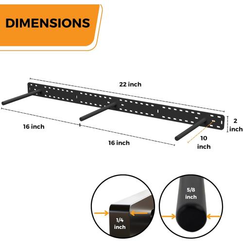HÜNGSMART Floating Shelf Brackets - - 2 x 38 inch Heavy Duty Steel Hidden Shelves (to 400lbs) - - Multi Slot Baseplate for Easy Fast Fitting - - Incl Hardware & Drilling Jig - - (10 inch Rods)