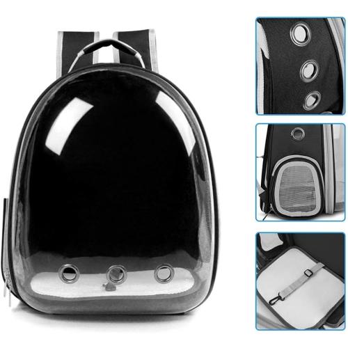 Cat Backpack Carriers, Dog Backpack, Pet Backpack for Small Cats Puppies Dogs Bunny, Airline-Approved Ventilate Transparent Bubble Backpack for Travel and Outdoor(Black)