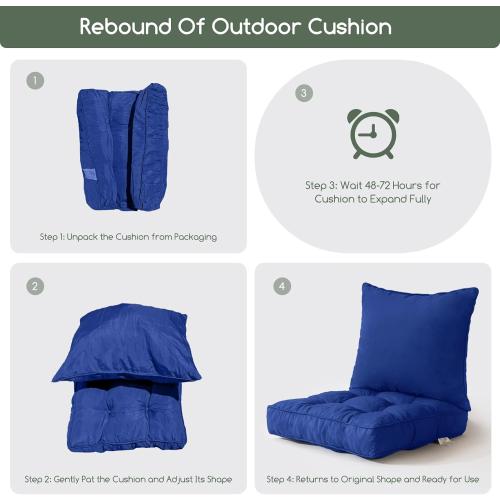 Color Navy Blue HIGOGOGO 22 x 22 Outdoor Cushions for Patio Furniture, Outdoor Seat Cushions with Resistant Waterproof Cover for Yard Garden, Navy