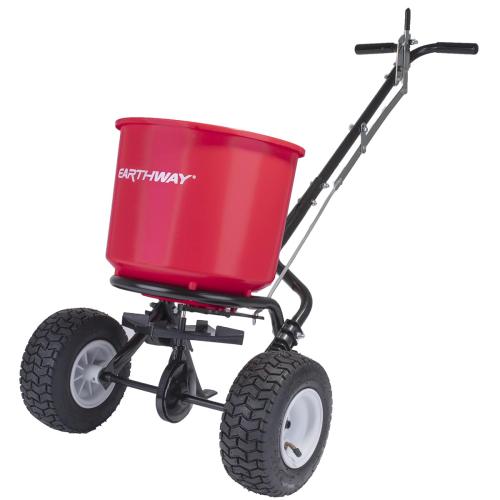 EarthWay 2600A-PLUS Fertilizer Spreader, 40lb Hopper Capacity, Red, Durable, All Terrain Pneumatic Tires, Rust-Proof Polypropylene, Epoxy Coated Steel Frame