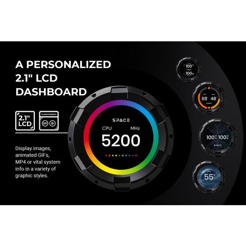 ID-COOLING SL360 CPU Liquid Cooler with Display, Customizable 2.1 LCD Display for Images or Performance Metrics, 360mm AIO Cooler, Three AF127 ARGB Fans, Fits Intel/AMD