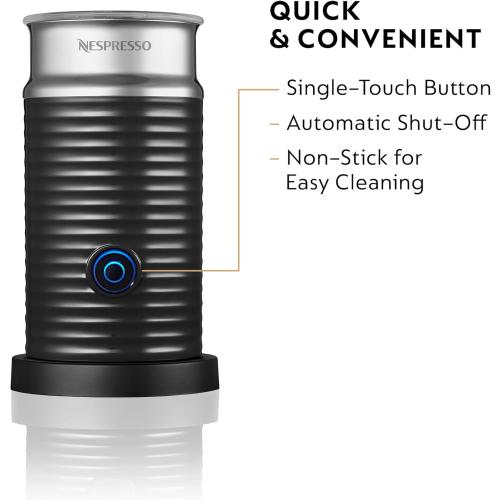 Nespresso Aeroccino 3 Milk Frother, Black, Steel