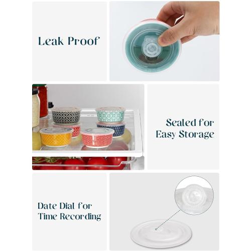 DOWAN Ramekins with Lids 4 oz Oven Safe for Creme Brulee Souffle, Ceramic Custard Cups for Baking, Small Bowls for Pudding Dip Ice Cream, Set of 6, Vibrant Colors