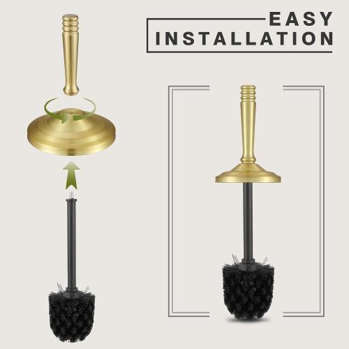 Gold Toilet Brush and Holder Set,Toilet Bowl Brush and Holder