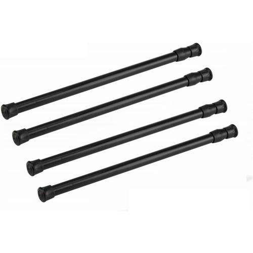 Tension Rods, 21.6-35.4 Inch Adjustable Spring Steel Cupboard Bars 4 Pack Tension Curtain Rod Shower Rod Extendable Width (Black)