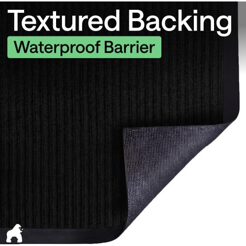 GORILLA GRIP Waterproof Traffic Guard Door Mat, Indoor and Outdoor Heavy Duty Entryway Mats, Strong Backing Commercial Utility Rugs, Office Hallway, Garage and Patio, Low Profile Runner,