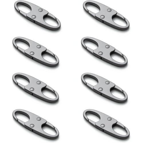 zelin Anti Theft Zipper Clips Double Opening Small Carabiner Clips, 8Pcs Elegant Zinc Alloy Zipper Pull Replacement for Travel, Commuting and Camping (Space Grey)