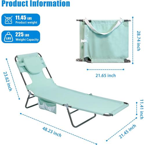 SunnyFeel Lounge Beach Chair for Adults with Face Hole, Reclining Beach Chairs Lay Flat, Sun Face Down Tanning Chair, Portable Folding Camping Cot for Outside Pool, Sunbathing, Reading‼️NEEDS CLEANING‼️