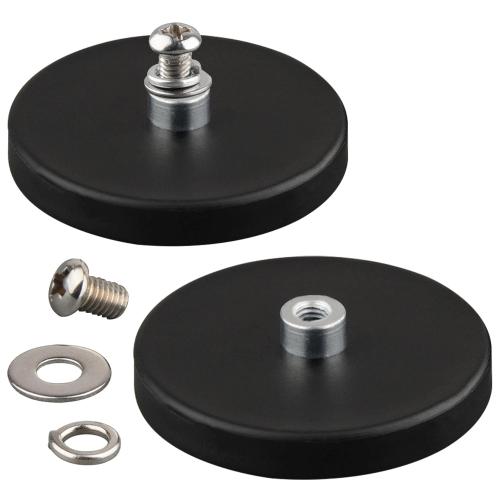 MUTUACTOR Neodymium Rubber Coated Magnets,Φ1.96”20lbs Anti-Scratch Rubber Earth Magnet with M4 Female Hole,4packs Non-Scratch Mounting Magnets for Camera Equipment LED Lights and DIY Tools Brackets