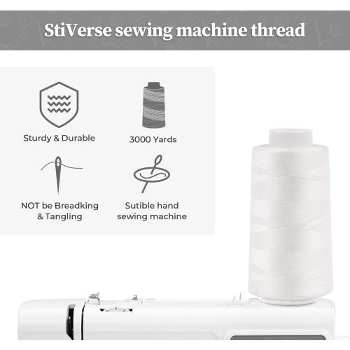 4 Pack White Sewing Thread, Serger Thread Cones of 3000 Yards Each, All Purpose Polyester Sewing Serger, Quilting, Piecing, Overlock Machine