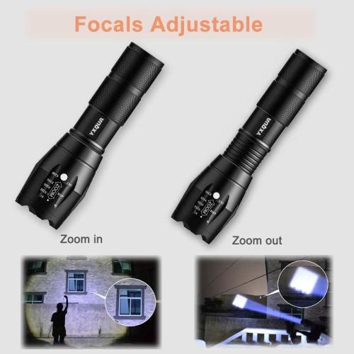 2 PCS USB Rechargeable Flashlights, 8381 High Lumens Lights, 3 Modes, Zoomable & Waterproof Super Bright Flash Light for Camping, Hiking, Emergency Hurricane(5.1 in)