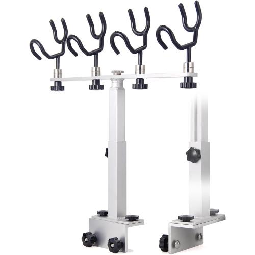 Crappie Rod Holder System for Boat Track Mount, 4-Rod Adjustable Spider Rig Holder, Marine Aluminum & Stainless Steel, Fits Most Standard Track Systems