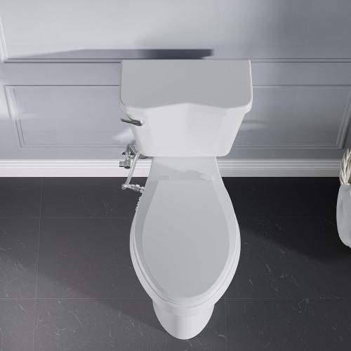 Clirass Bidet Toilet Seat, Soft Close Elongated Toilet Seat, Button control Feminine/Posterior Wash Switch, Knob Control Water Pressure,White Bidet Seat Attachment with Brass inlet
