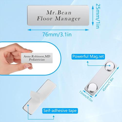 Magnetic 18 Sets Name Tags Printable Blank DIY Name Badge Magnets Adhesive Tag Holders Pins with Magnets for Jacket Lapel Shirts