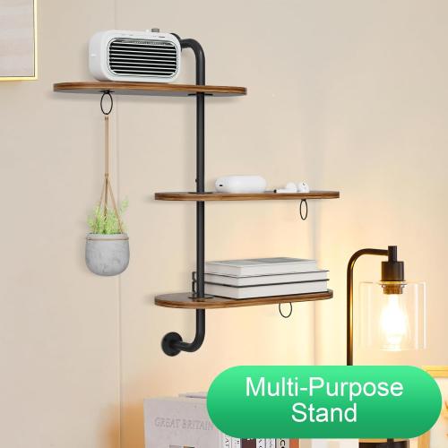 Rotating Window Plant Shelves with 3 Anti-slip Mats, 3 Tier Plant Stand Indoor Outdoor, Wooden Window Plant Shelf with 3 Circle Hook, Hanging Plant Holder for Window, Potted Plants, Flowerpots (Antique Color, 3 Tier)