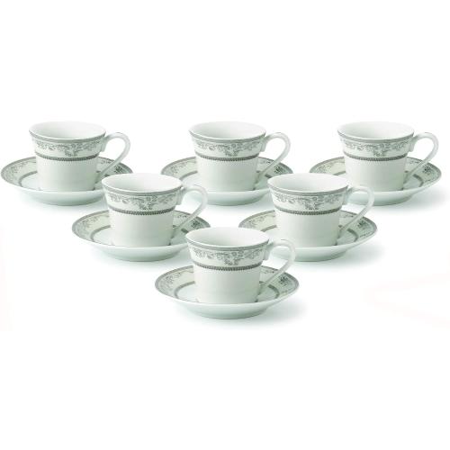6Pc 2oz Silver Lorren Home Trends Juliette-6 Espresso or Demitasse Cups, Silver., Holds 2 Ounces