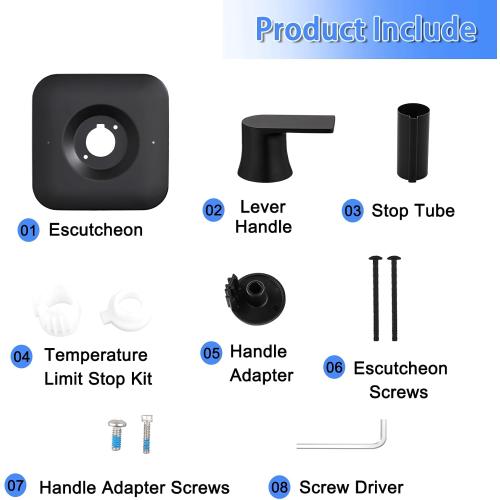 Shower Handle Replacement for Moen T2471BL Genta LX Posi-Temp Valve Trim Kit, Fits 2510 2520 2570 2590 Valves, Matte Black Shower Trim Kit Shower Lever Handle (Valve Not Included)