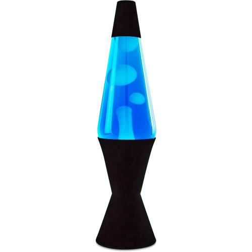 Lava® Lamp - 17 Flocked Jet Black - The Original Motion Lamp - White Wax and Light Blue Liquid with Velvety Flocked Textured Base Exclusive