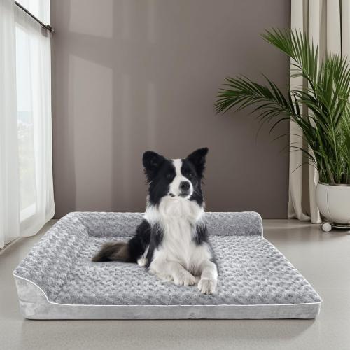 Orthopedic Dog Beds for Large Dogs-Memory Foam Pet Bed with Removable Washable Cover,Nonskid Bottom,42x30Inch,Light Grey