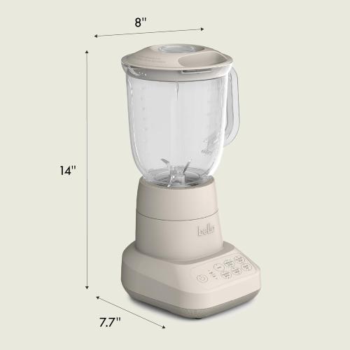 bella 10 Speed Countertop Blender, Juicer & Smoothie Maker, Fits-anywhere™ Kitchenware, Slim Flip & Store Design, Dishwasher Safe 48oz Capacity Pitcher & Lid, Stainless Steel Blade, 450 Watt, Oatmilk