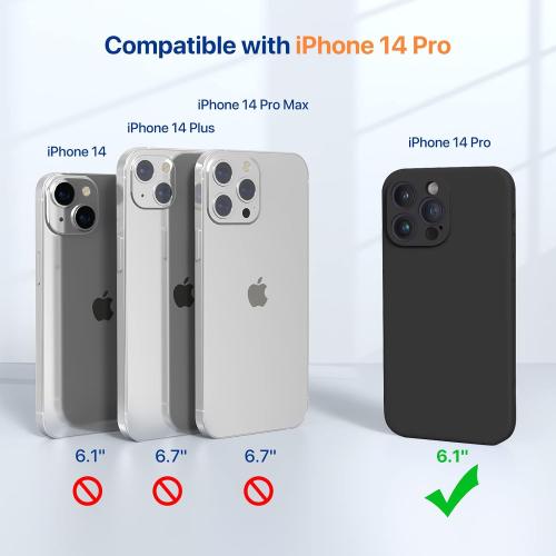 Miracase Silicone for iPhone 14 Pro Case, Black