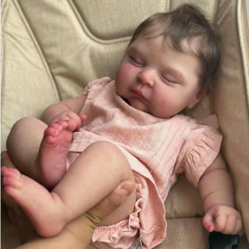iCradle Lovely Real Look Reborn Baby Doll Girl 20inch 50cm Vinyl Silicone Baby Doll Cloth Body Realistic Newborn Doll Toy for Ages 3  (Pink Outfit Sleeping Doll)
