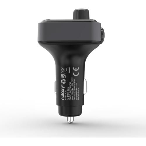 Nulaxy 54W Bluetooth 5.3 Car Adapter, FM Transmitter 4-Port Fast Charging | Wireless FM Radio Music Player with Deep Bass, 5 Colors LED Backlit, Hands-Free Calling, PD&QC Car Charger Support USB Drive