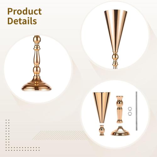 6 Pcs Trumpet Vases, Tall Gold Vases for Centerpieces, 16.5 Inch Gold Flower Vase, Ideal for Wedding, Party, Anniversary, Birthday Table Decor