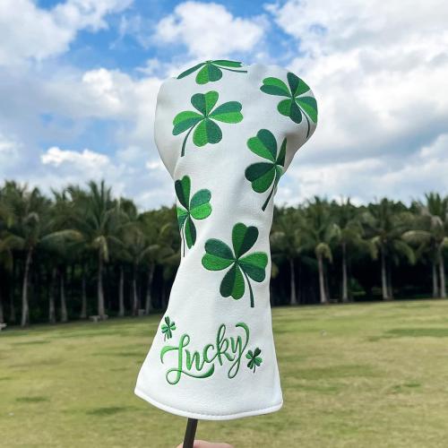 Golf Headcovers Live Lucky Golf Driver Covers Advanced Embroidery Fairway Wood Covers Hybrid Covers Mallet Blade Putter Head Covers Premium Leather Shamrock Golf Club Covers