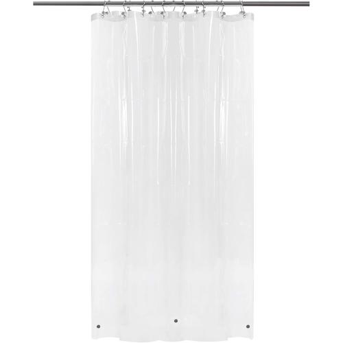 BAROSSA Design 48 inch Wide Stall Shower Curtain Liner with 3 Magnets - PEVA, Waterproof, PVC Free, Metal Grommets, Clear, 48x72