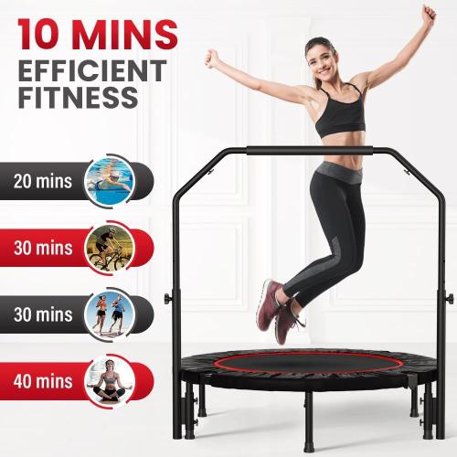 Black 40 Rebounder for Adult, Mini for Adults with Bar,Exercise Rebounder Indoor/Outdoor Use,40 inch Fitness Rebounder