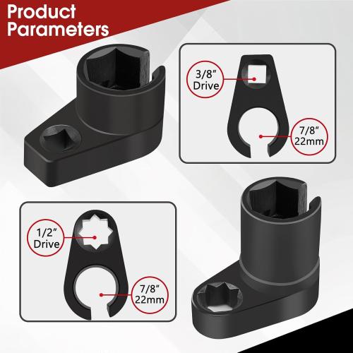 5PCS O2 Oxygen Sensor Socket Set, 3/8 in Drive, 7/8 in (22mm), Premium Removal Tool with Thread Chasers & Offset Wrenches, Heavy-Duty Automotive Kit for Easy Installation & Repair
