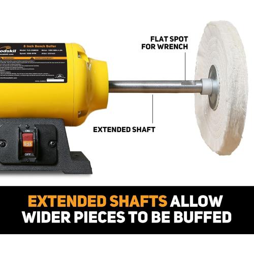 3/4HP Bench Buffer Polisher 4.8A, 8 inch Jewelry Buffer Polisher Machine, 3600 RPM Powerful Bench Polisher with Dual cotton Wheels for Jewelry, Metal, Wood, Jade, Knife, Plastic